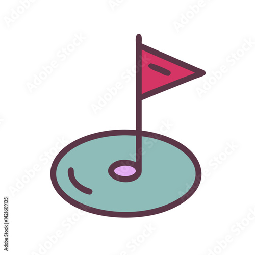 Golf Hole with Flag Icon Representing Golf Course and Tournament Hole