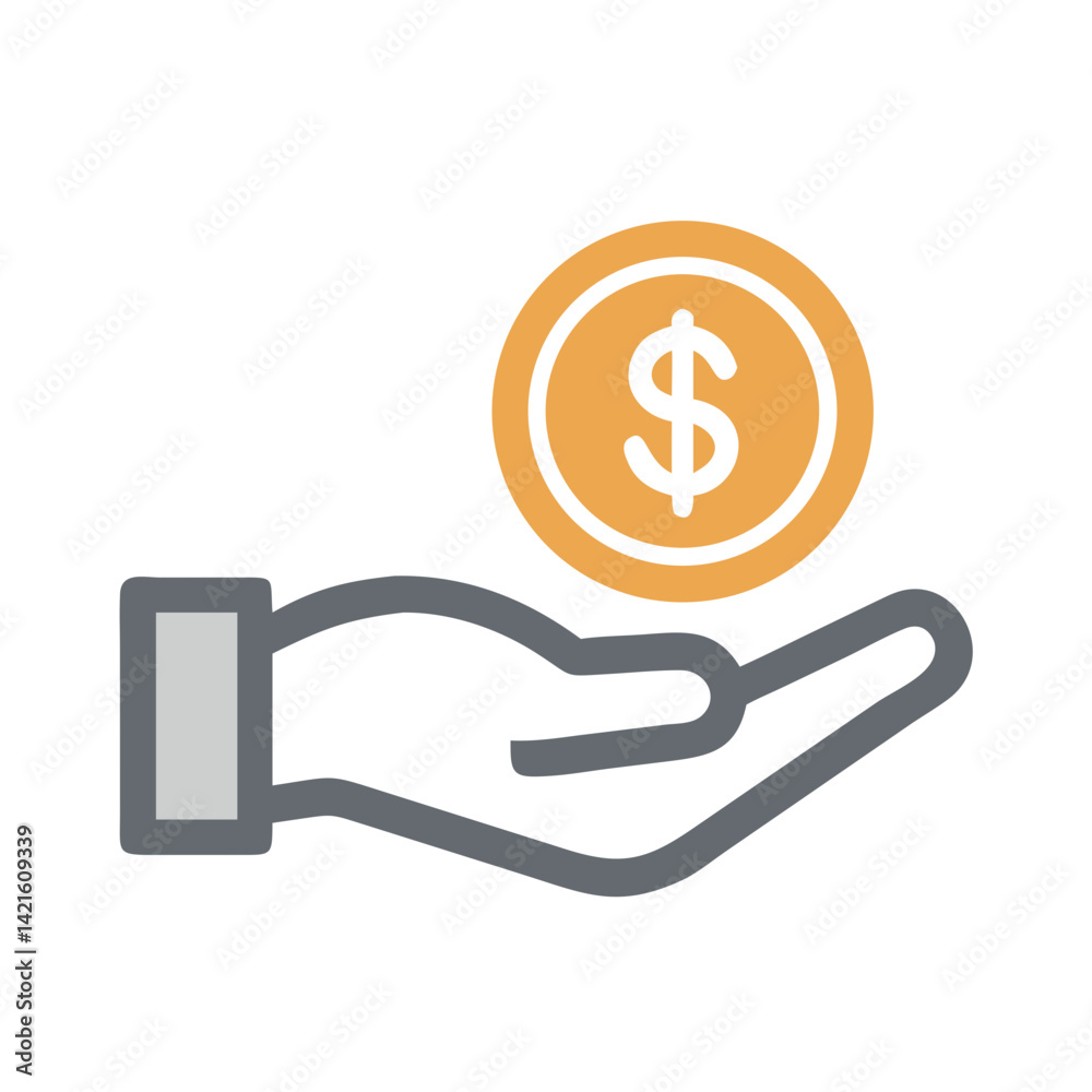 Hand Holding Dollar Icon Representing Loan and Financial Assistance Hand Holding Dollar Icon Representing Loan and Financial Assistance