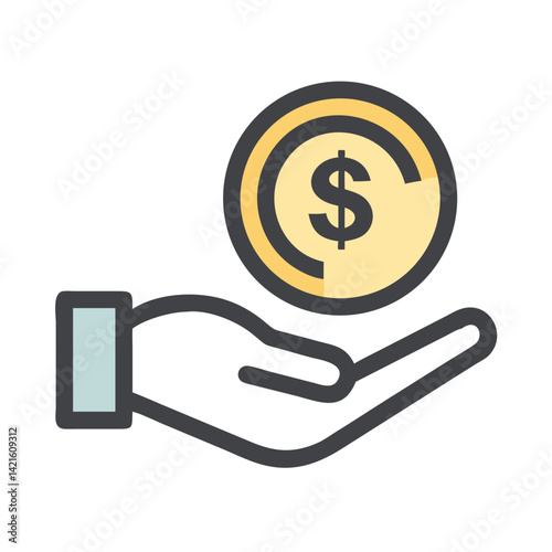 Hand Holding Dollar Icon Representing Loan and Financial Assistance