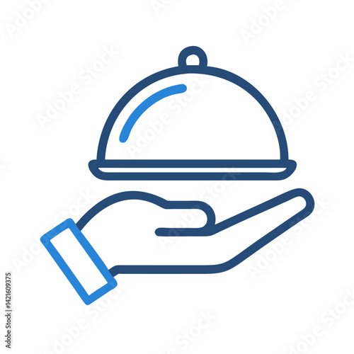 Hand with Cloche Icon Representing Hospitality Service and Fine Dining