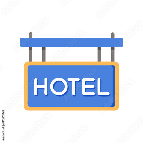 Hotel Signboard Icon Representing Hospitality Brand and Guest Service