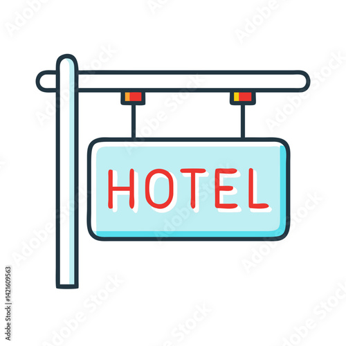 Hotel Signboard Icon Representing Hospitality Brand and Guest Service