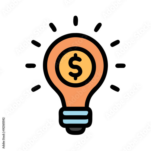 Lightbulb with Dollar Icon Representing Profitable Ideas and Financial Innovation