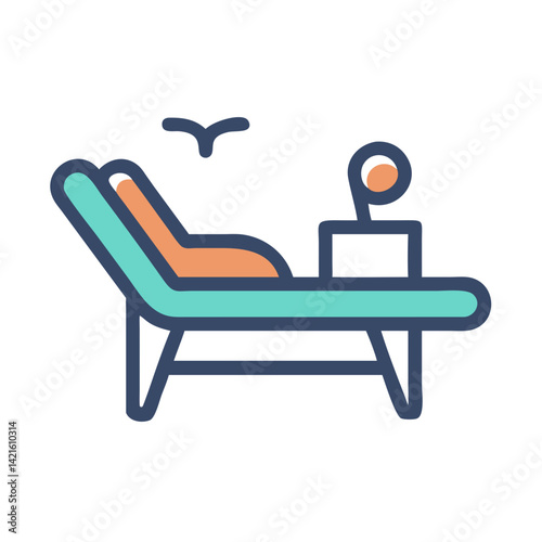 Lounge Chair Icon Representing Guest Relaxation and Comfort Seating