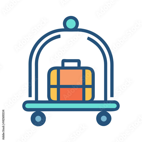 Luggage Trolley Icon Representing Bellhop Assistance and Hotel Guest Service