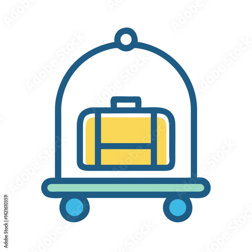 Luggage Trolley Icon Representing Bellhop Assistance and Hotel Guest Service