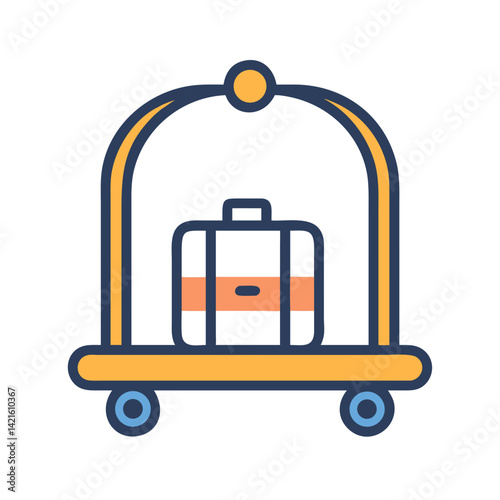 Luggage Trolley Icon Representing Bellhop Assistance and Hotel Guest Service