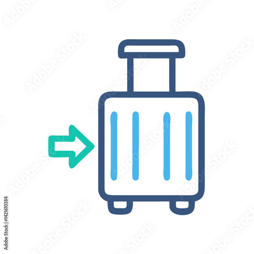 Luggage with Arrow Icon Representing Guest Check-In and Travel Arrival