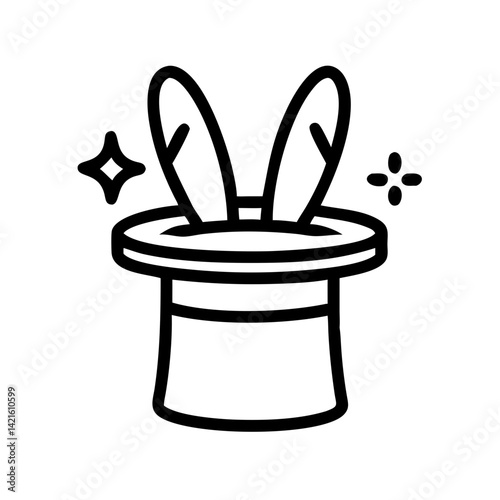 Magic Hat with Ears Icon Representing Wizardry and Enchanted Costume