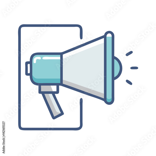 Megaphone Icon Representing Marketing Announcement and Public Promotion