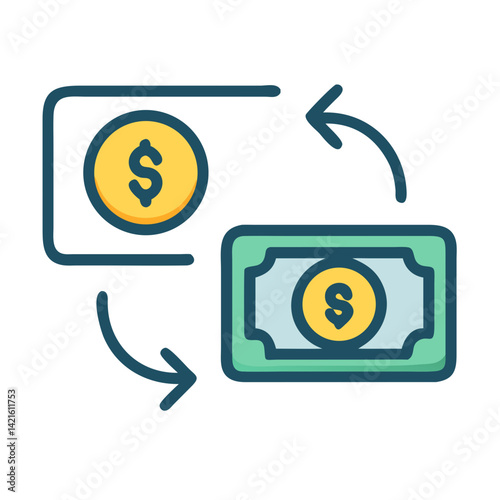 Money Exchange Icon Representing Financial Transaction and Currency Conversion