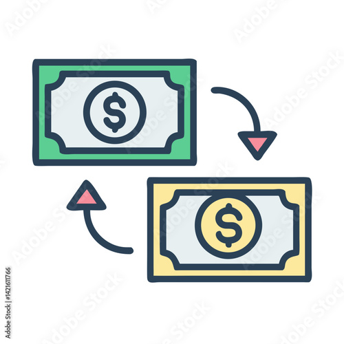 Money Exchange Icon Representing Financial Transaction and Currency Conversion