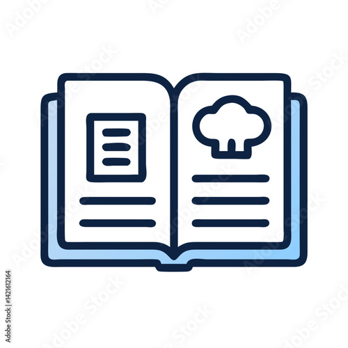 Open Recipe Book Icon Representing Cookbook Page and Culinary Guide