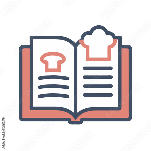 Open Recipe Book Icon Representing Cookbook Page and Culinary Guide