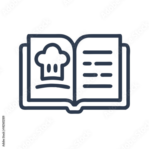 Open Recipe Book Icon Representing Cookbook Page and Culinary Guide