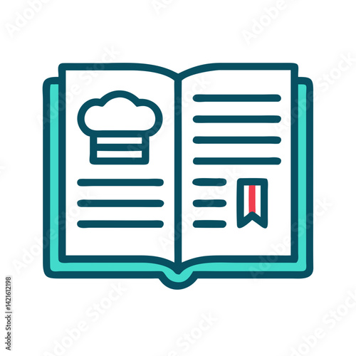 Open Recipe Book Icon Representing Cookbook Page and Culinary Guide