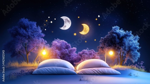 Sleep cycle chart showing REM and deep sleep stages with night and day icons