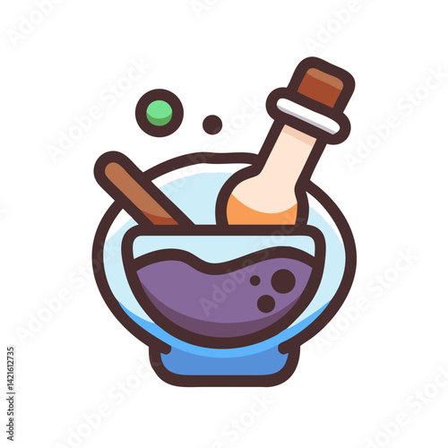 Potion Bowl Icon Representing Alchemical Brewing and Magical Preparation