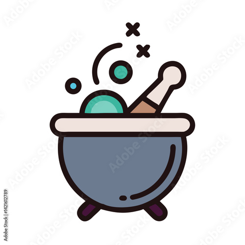 Potion Bowl Icon Representing Alchemical Brewing and Magical Preparation