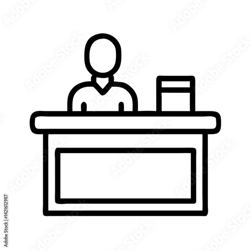 Reception Desk Icon Representing Front Desk and Customer Service Support