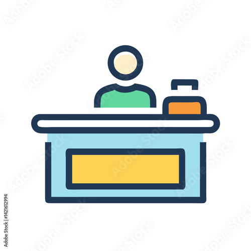 Reception Desk Icon Representing Front Desk Service and Guest Assistance