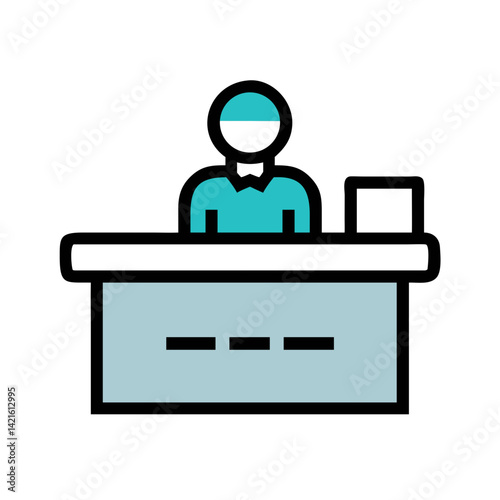 Reception Desk Icon Representing Front Desk Service and Guest Assistance