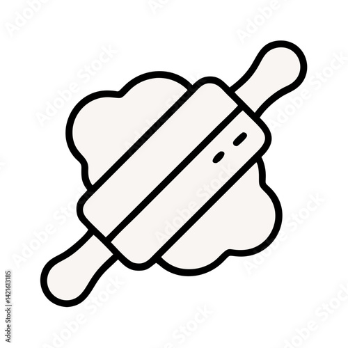 Rolling Pin Icon Representing Dough Preparation and Baking Tool