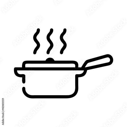 Saucepan with Steam Icon Representing Simmering and Slow Cooking Technique