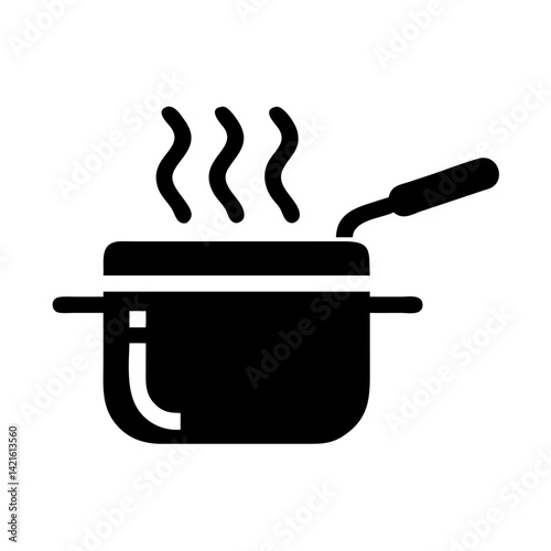 Saucepan with Steam Icon Representing Simmering and Slow Cooking Technique