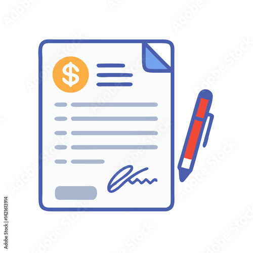 Signed Invoice Icon Representing Authorized Payment and Verified Billing Document
