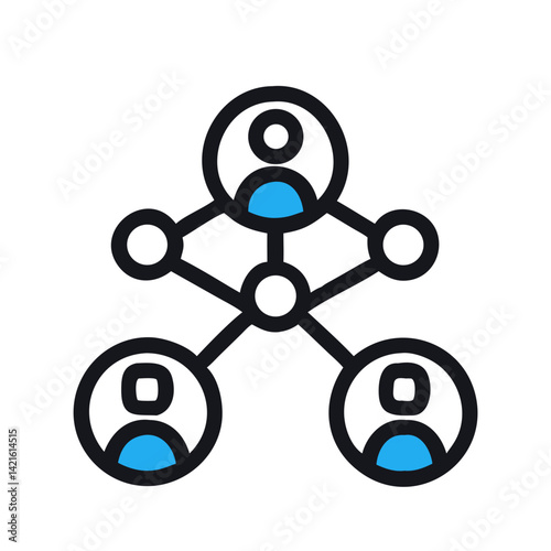 Team Network Icon Representing Collaborative Group and Connected Workforce