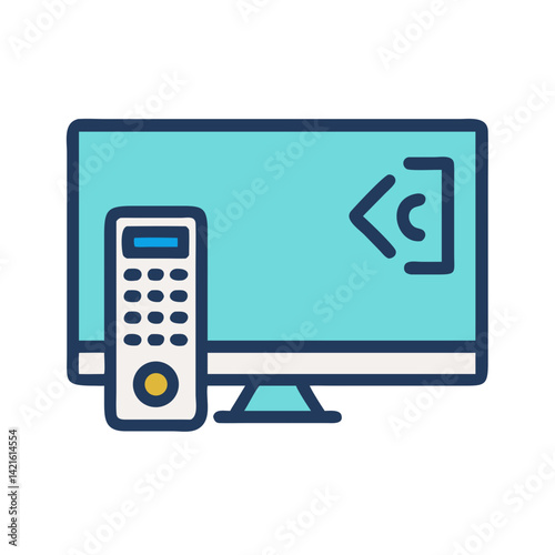 Television with Remote Icon Representing In-Room Entertainment and Media Access