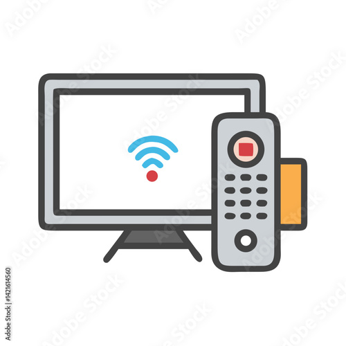 Television with Remote Icon Representing In-Room Entertainment and Media Access