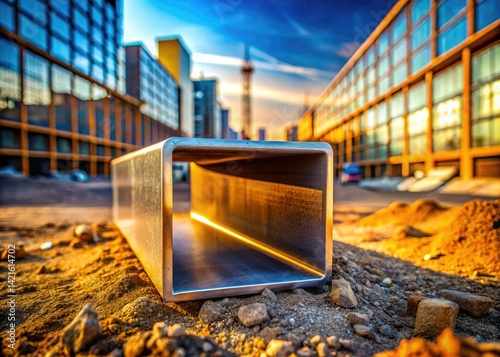 Industrial steel pipe, cleanly cut, sits in a square box, showcasing construction material's rugged texture.