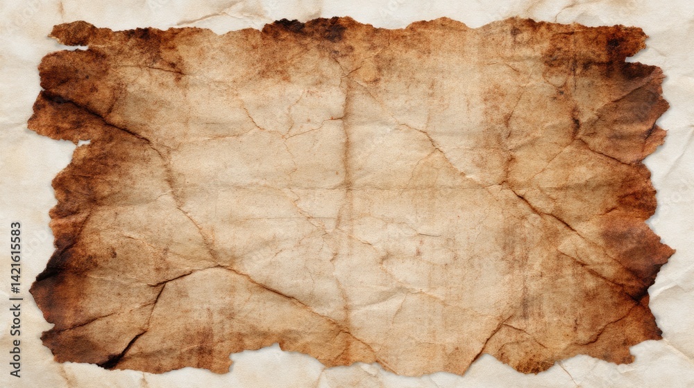Fototapeta premium Vintage aged parchment with creases and stains
