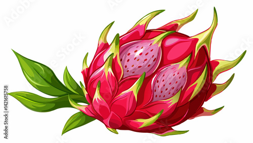 Red Dragon fruit isolated on white background. Red Pitaya Dragon Fruit isolated on white background PNG File. 