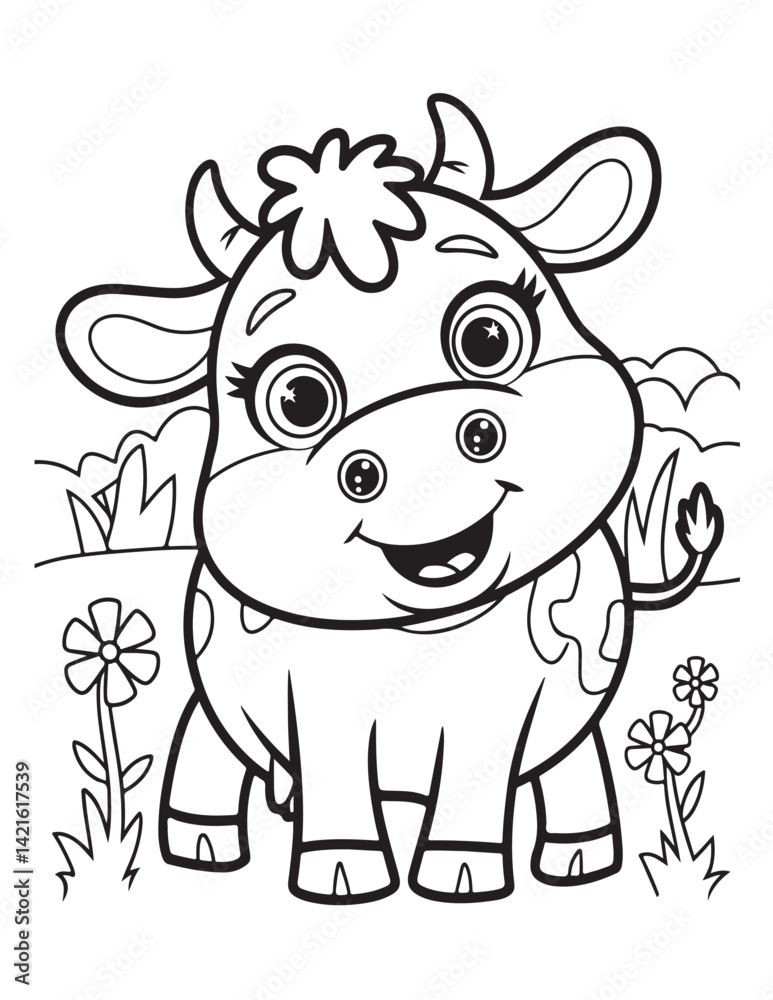 Obraz premium Cute Animal Coloring Pages, Coloring book, Animals, victor, animals line art, illustration, black & white Designs