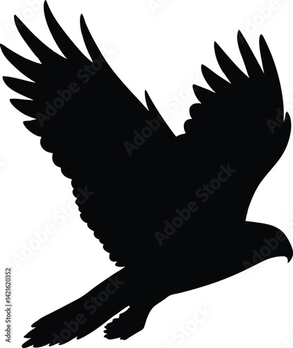 silhouette of peregrine falcon in black isolated on transparent background