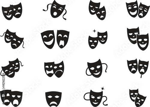 Silhouette mask icon set. protection, face covering, set, logo, health, safety icons. vector illustration