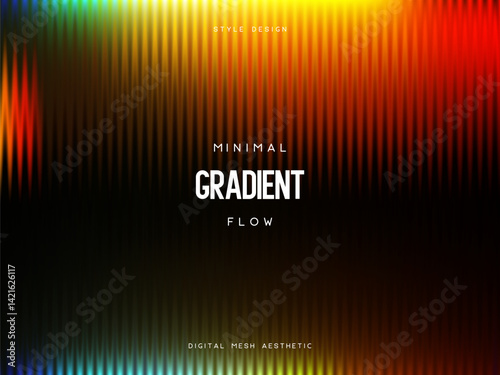 3d glassmorphism glass with iridescent colors on the black. Abstract gradient background. Corrugated trendy texture. Vector illustration.