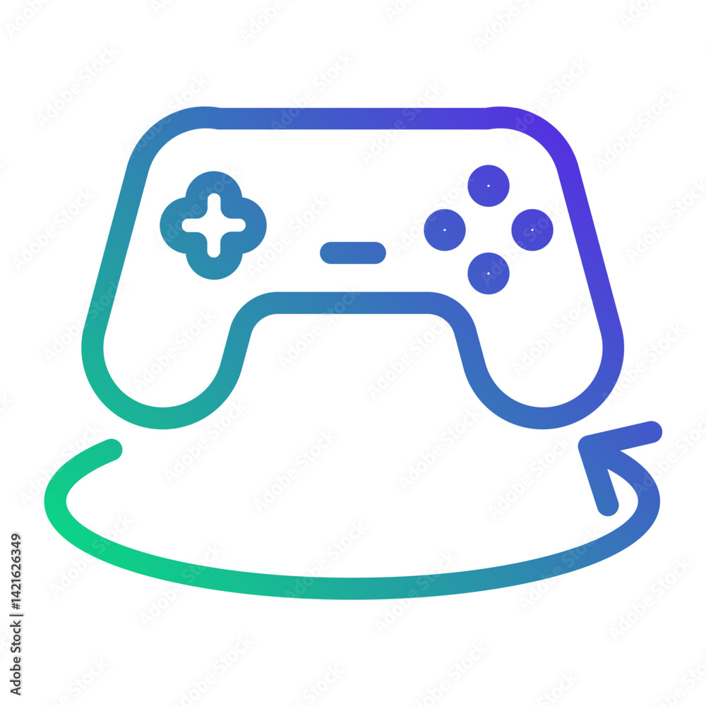 Gaming controller with VR overlay - Line gradient icon Gaming controller with VR overlay - Line gradient icon