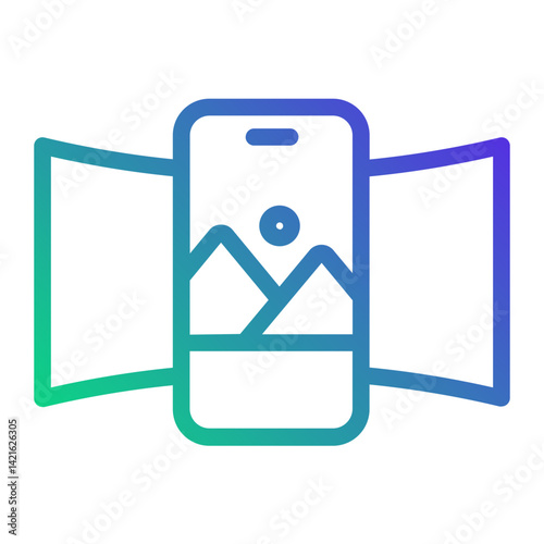Panorama image viewer on phone - Line gradient icon