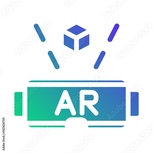 AR headset projecting 3D object - Flat Gradient icon