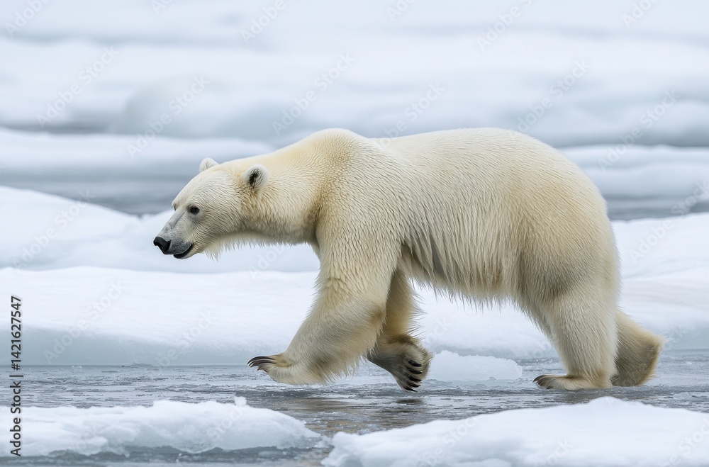 Polar bear hunting on ice, top of Arctic food chain, Polar bear hunting on ice, top of Arctic food chain,