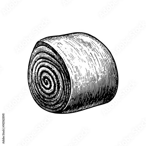 Vector engraving style illustration of a Marshmallow