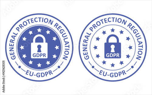 GDPR Padlock Icon EU Data Protection Label Sticker Vector