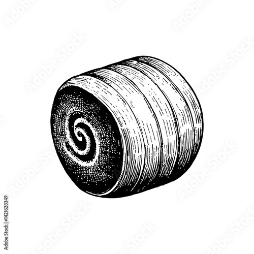 Vector engraving style illustration of a Marshmallow