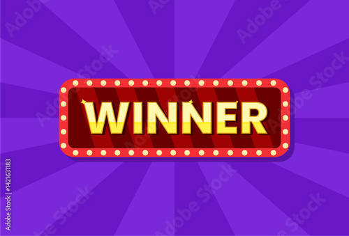 Winner banner win congratulations vintage frame golden congratulating framed sign.