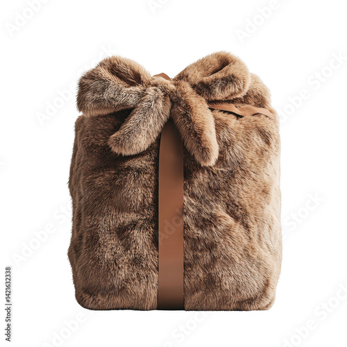 Luxurious faux fur gift box with satin ribbon, a unique and cozy present idea