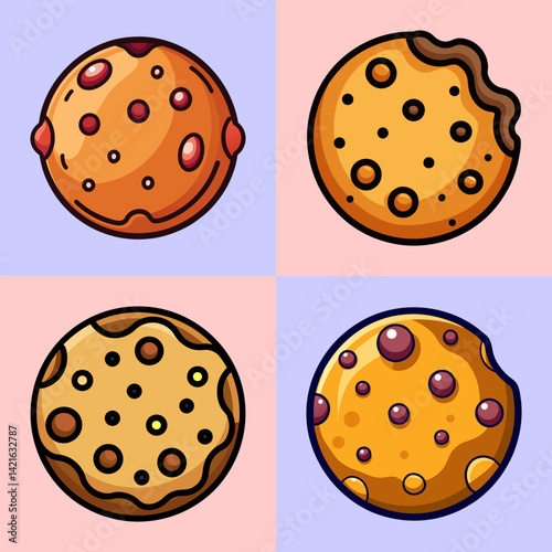 Delicious Cookie Variety Artwork Displayed in Colorful Quadrants, a Sweet Delight